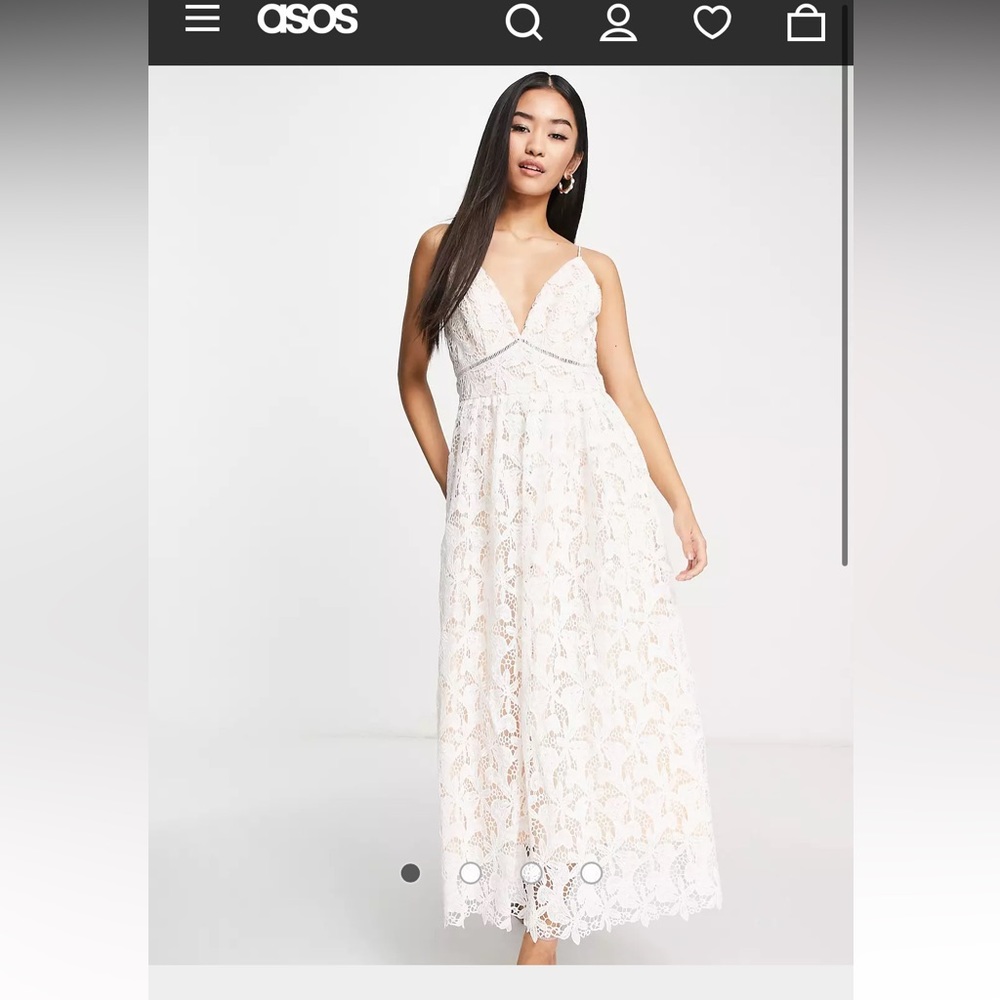 ASOS White Lace Midi Dress wedding size 10